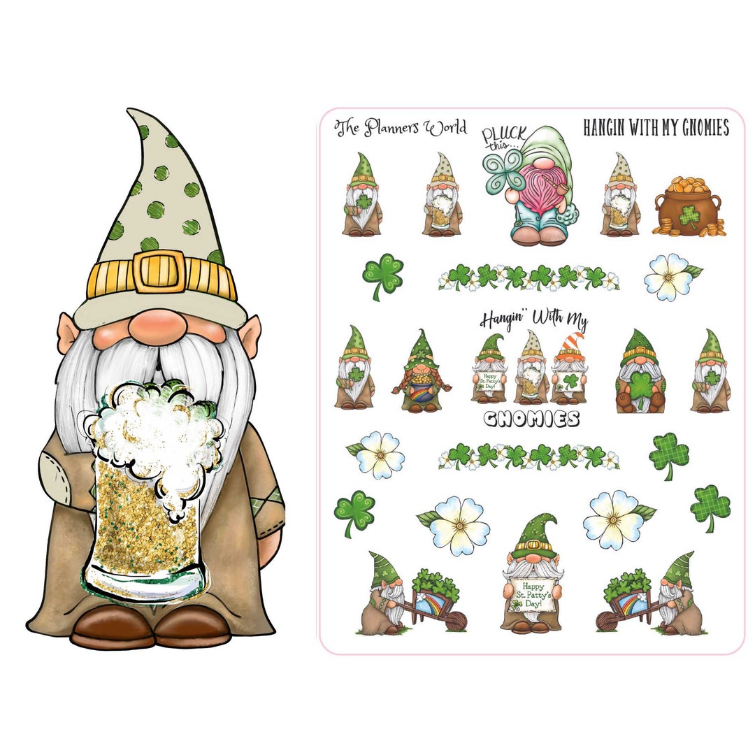 Gnome Planner Stickers - St. Patricks Gnomes -hangin With My Gnomies - Etsy