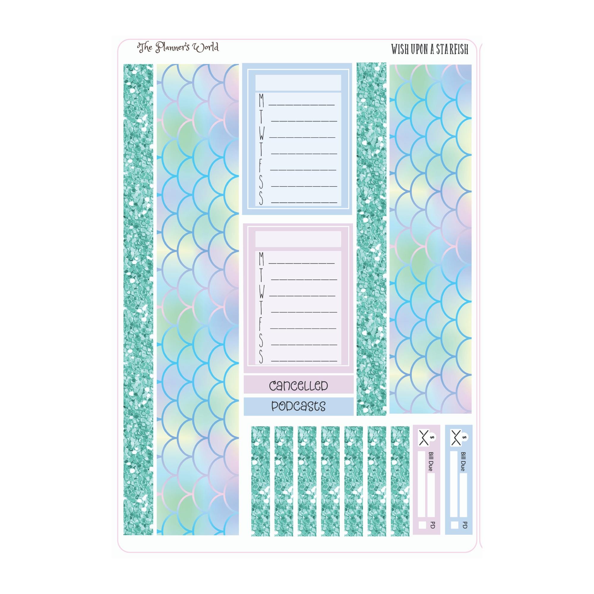 KIT-200 WEEKLY || Wish Upon a Starfish - WEEKLY Planner Sticker Kit - Etsy