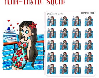 Cruise Ship Girl Planner Stickers - Plan-tastic Squad