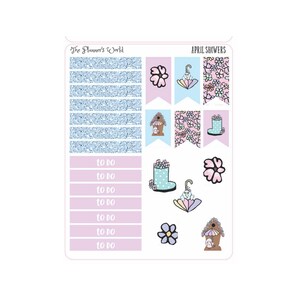 Spring WEEKLY Vertical Planner Sticker Kit - April Showers KIT-011 - Etsy