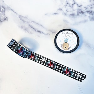 Washi Tape - Farmhouse Plaid Silver Foil Bows & Floral - 15mm x 10m