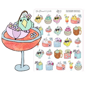 Cocktail Umbrella Drink Planner Stickers - Featherbies