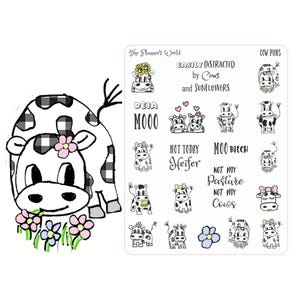 Sassy sarcastic funny cow pun planner stickers - Moobells