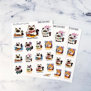 Cute Cat Planner Stickers - Hawaii Floof Stickers