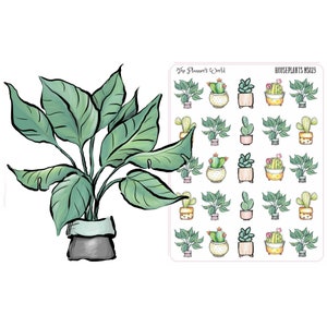 Houseplant Planner Stickers – Indoor Plant Decorative Sticker Sheet, Botanical Greenery Stickers for Planners, Journals & Scrapbook