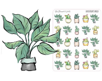Houseplant Planner Stickers – Indoor Plant Decorative Sticker Sheet, Botanical Greenery Stickers for Planners, Journals & Scrapbook