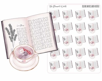 KIT-241 DECO || Fleur - Books & Coffee Reading Planner Stickers