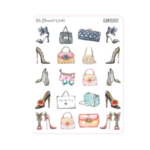 KIT-244 DECO || Shop Til You Drop - Purses and High Heels Glam Closet Planner Stickers