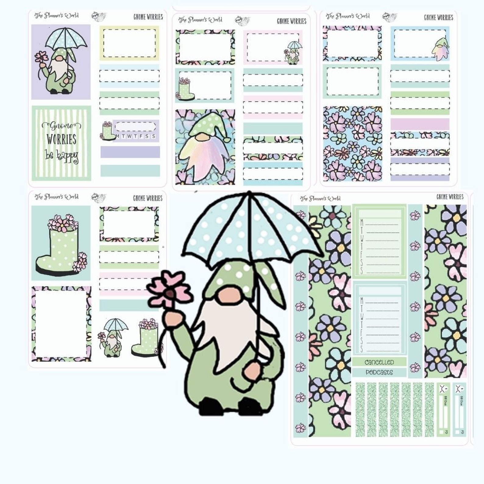 Mini Weekly Gnome Planner Sticker Kit Gnome Worries Etsy