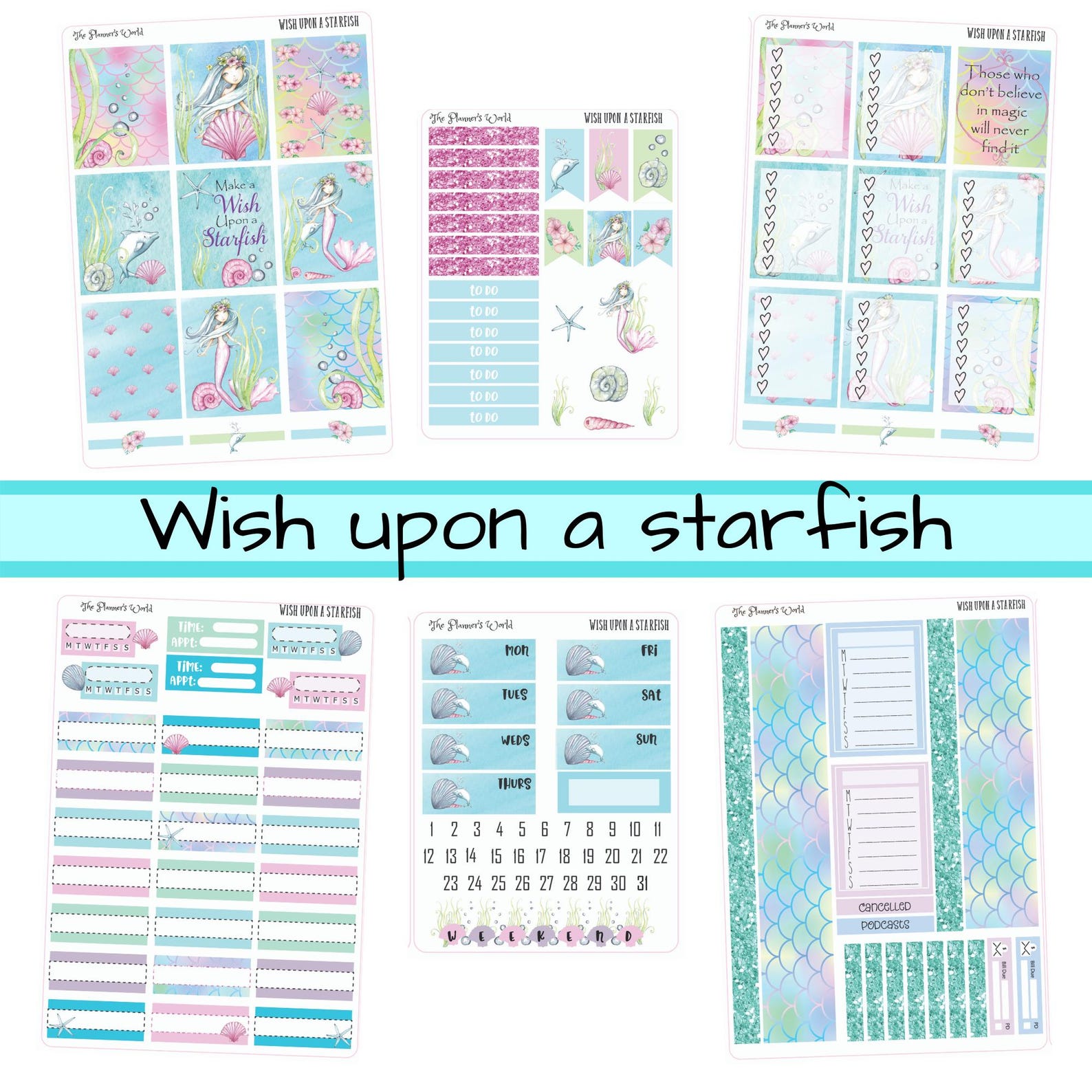 KIT-200 WEEKLY || Wish Upon a Starfish - WEEKLY Planner Sticker Kit - Etsy