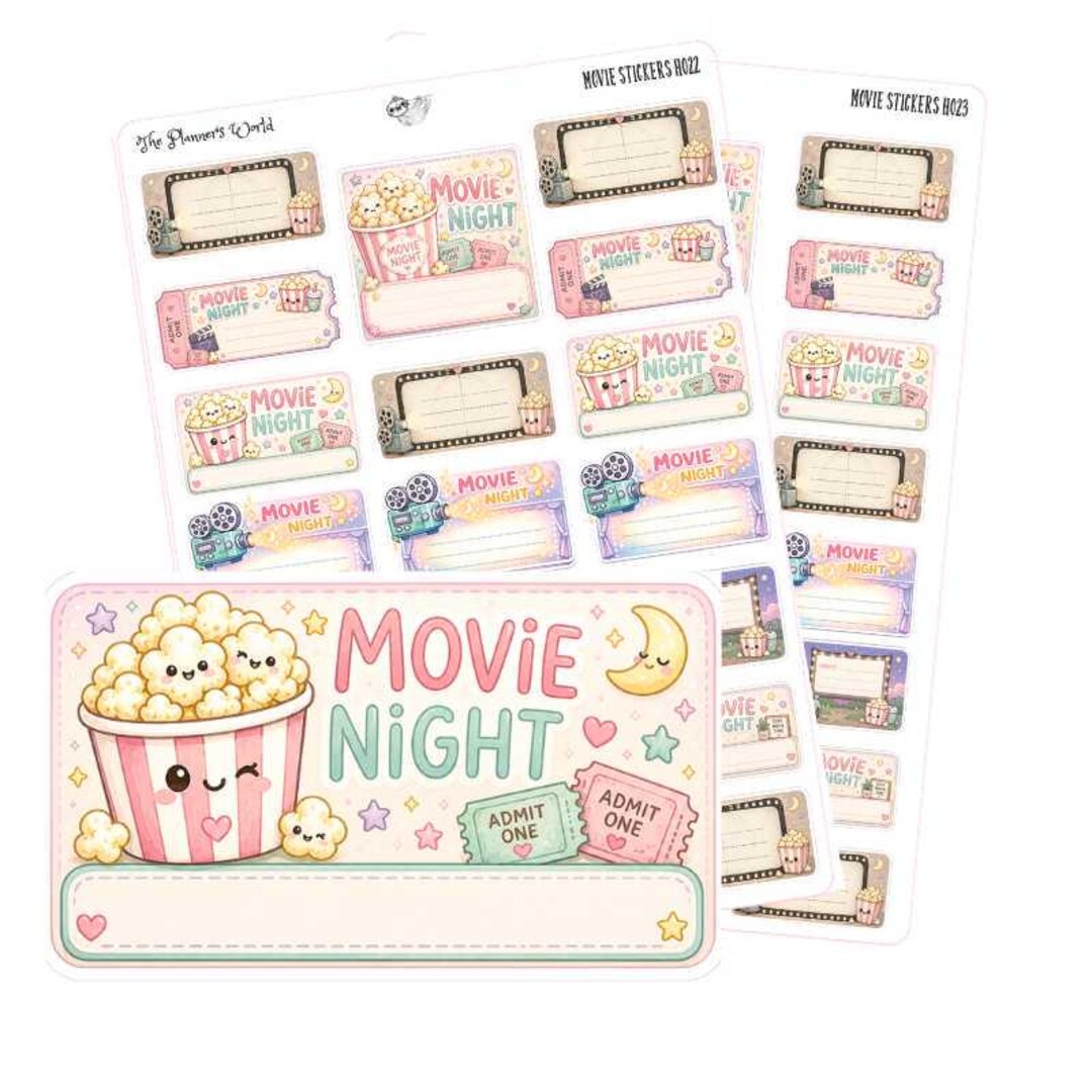 Movie Night Planner Stickers - Etsy