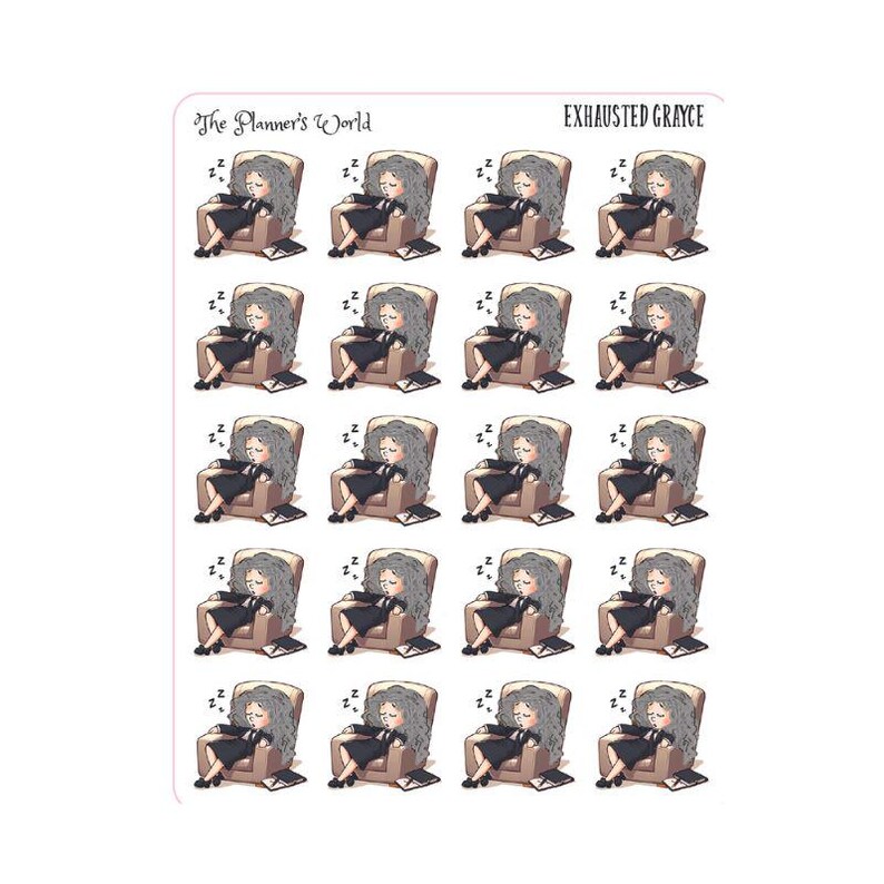 Tired Planner Girl Planner Stickers - Exhausted - Sleep - Fatigue ...