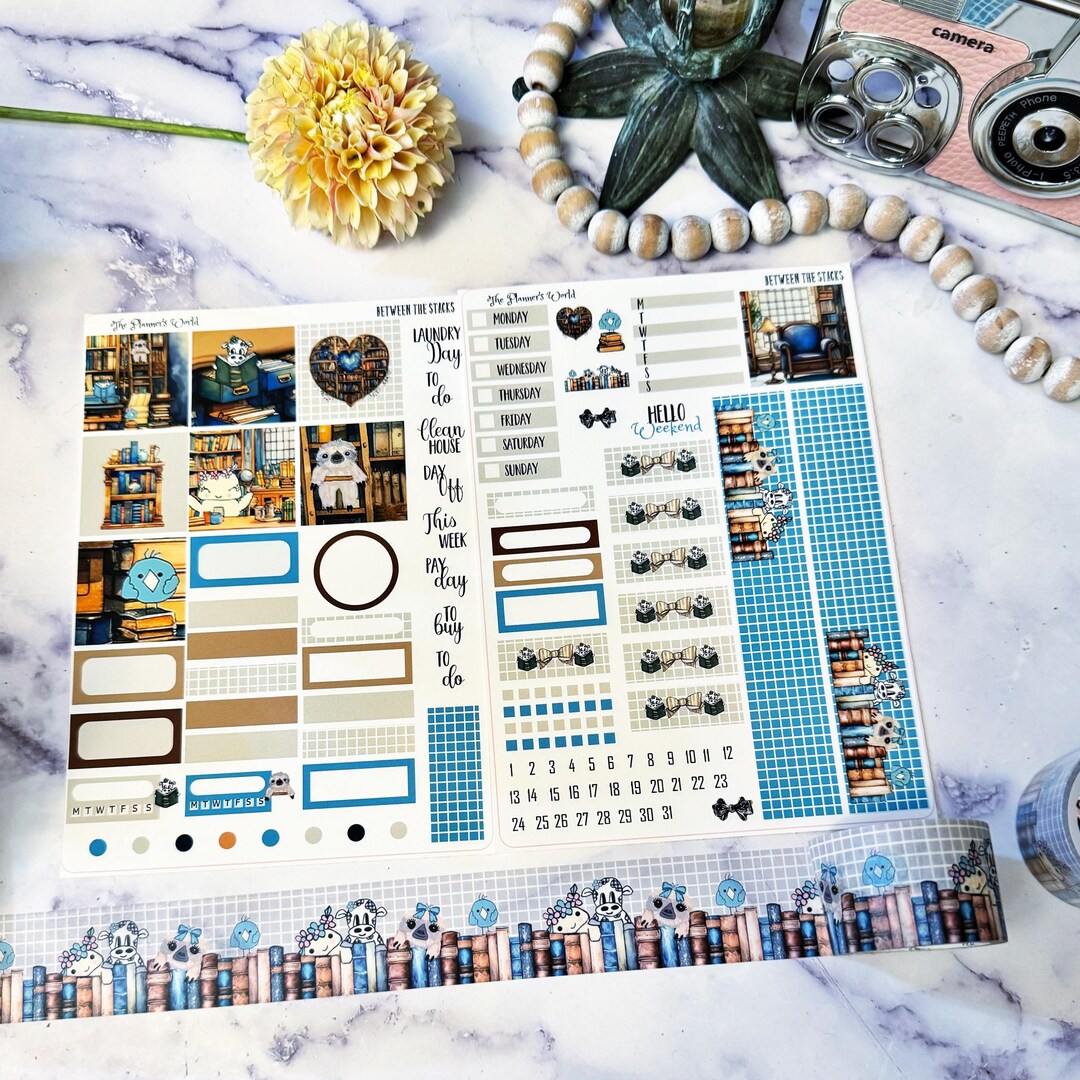 Book Lover Hobonichi Cousin Planner Sticker Kit -between the Stacks ...