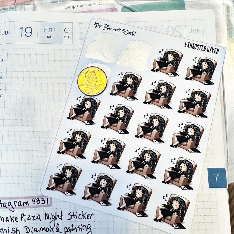 Tired Planner Girl Planner Stickers - Exhausted - Sleep - Fatigue ...
