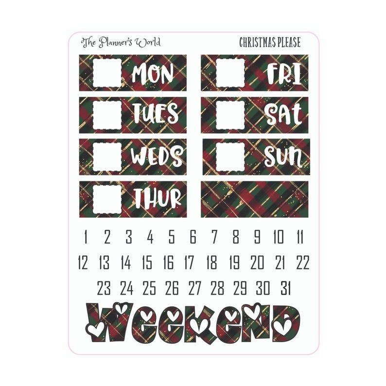 KIT-602 WEEKLY || Christmas Please - WEEKLY Planner Sticker Kit - Etsy