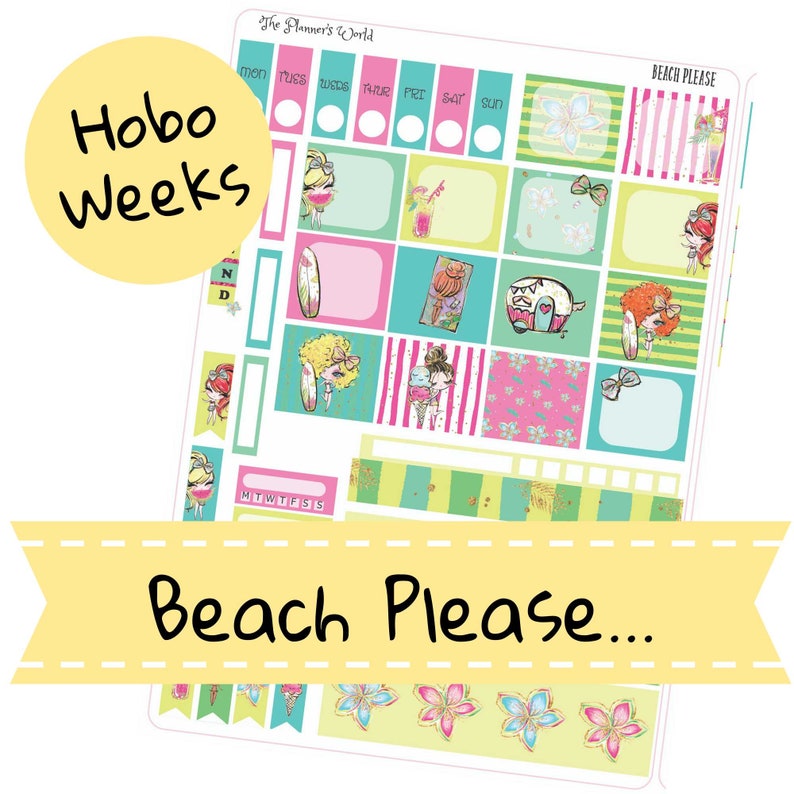 KIT-236 WEEKS Beach Please Hobonichi Weeks Sticker Kit image 1
