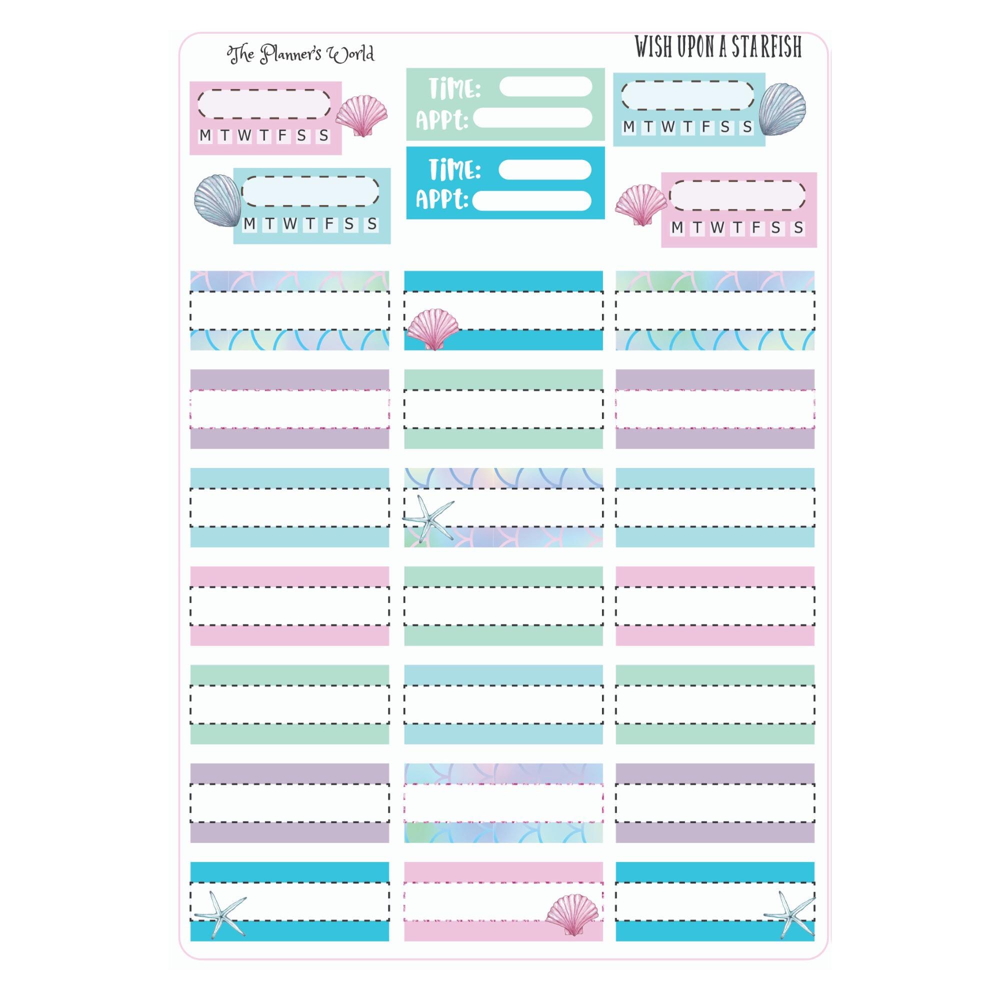 KIT-200 WEEKLY || Wish Upon a Starfish - WEEKLY Planner Sticker Kit - Etsy