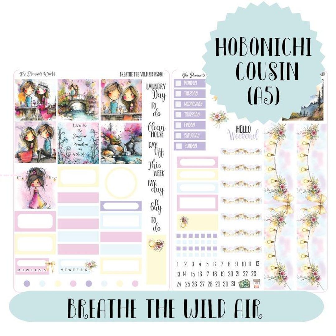 Hobonichi Cousin Planner Sticker Kit - KIT-260 Breathe the Wild Air - Etsy
