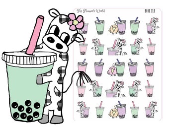 Boba Tea planner stickers - Character Planner Stickers