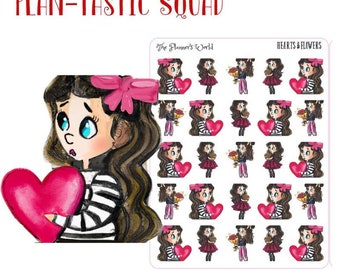 Hearts & Flowers Valentines Girl Planner Stickers - Plan-tastic Squad