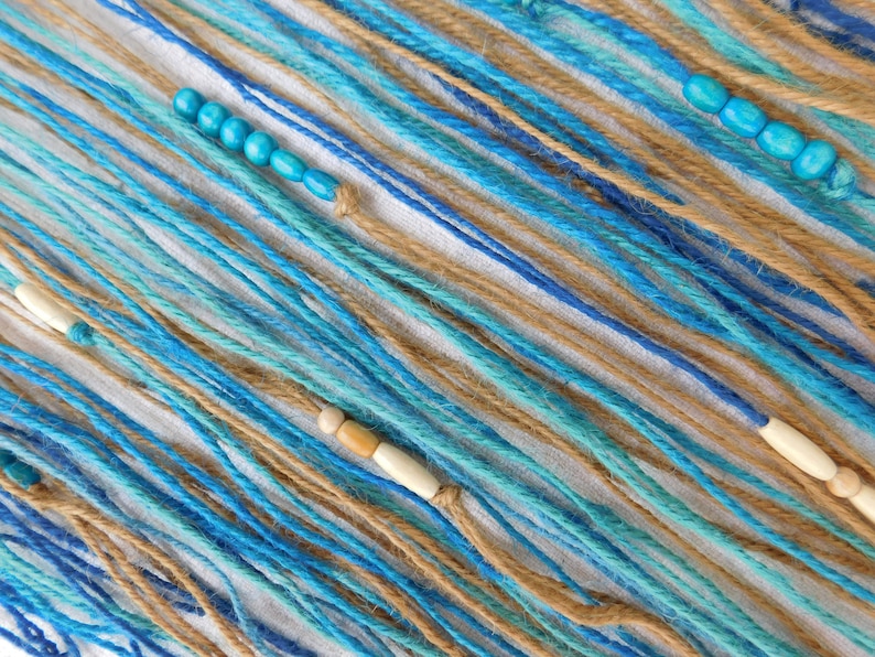 Turquoise Handmade Macrame Wall Hanging Tree of Life Beige Blue