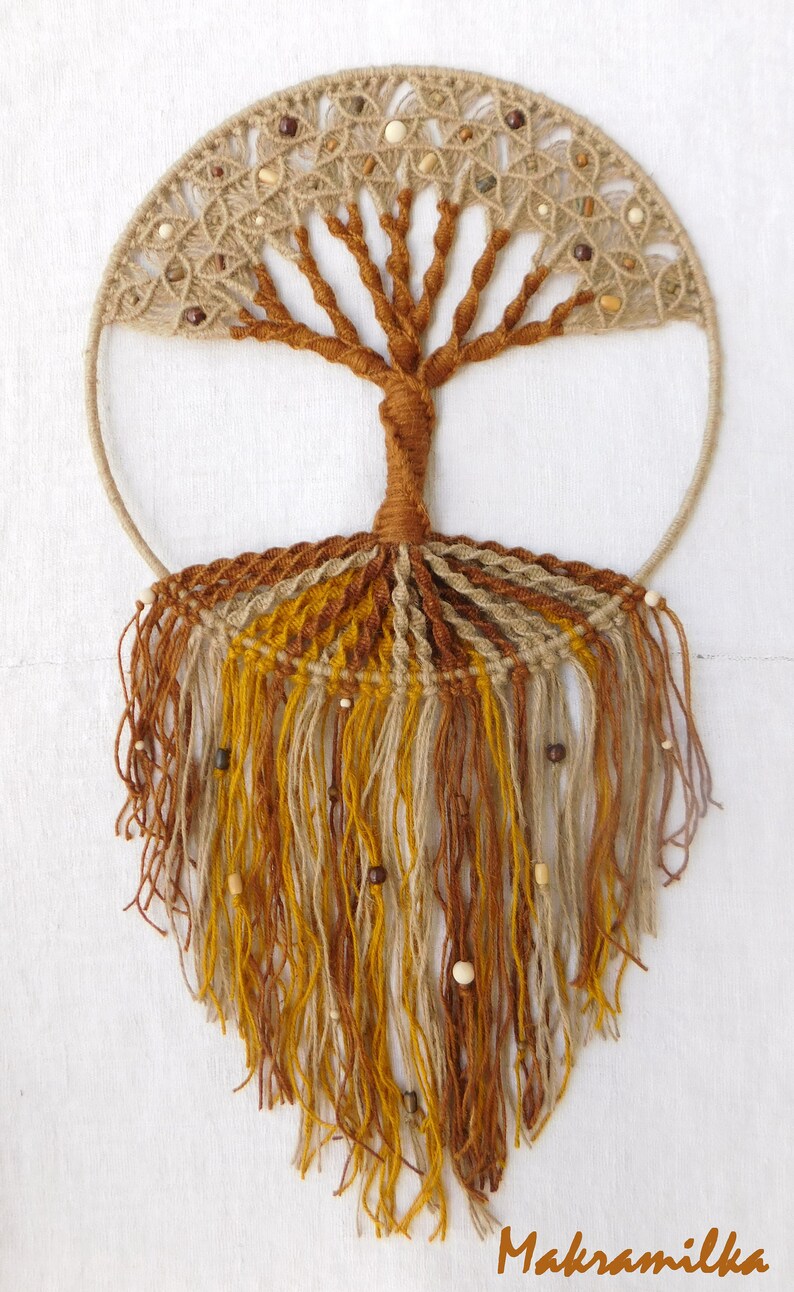 Handmade Macrame Wall Hanging Tree of Life Natural beige/Light brown/Yellow image 4