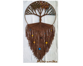 Tapiz de macramé hecho a mano - Árbol de la vida - Cuatro estaciones / Decoración hippie / Tapiz del árbol de la vida / Regalo de inauguración de la casa