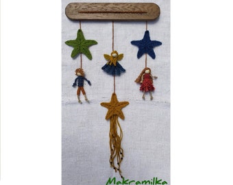 Macrame Star-Doll-Angel Decoration/ Christmas Wall Hanging/ Macrame Children Ornament/Wall Hanging Kids Room or Baby Decor