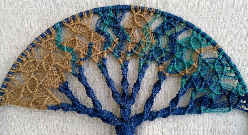 Turquoise Handmade Macrame Wall Hanging Tree of Life Beige Blue