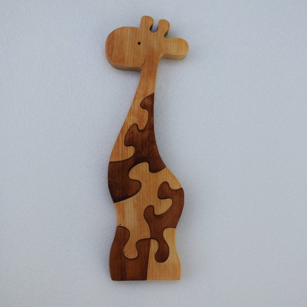 Jirafa de madera.  Rompecabezas de madera. Animal Rompecabezas de Madera. Puzzle Zoo. Animal Kids Puzzle. Juguete de madera. Rompecabezas de bebé de juguete de madera. Regalo de bebé.