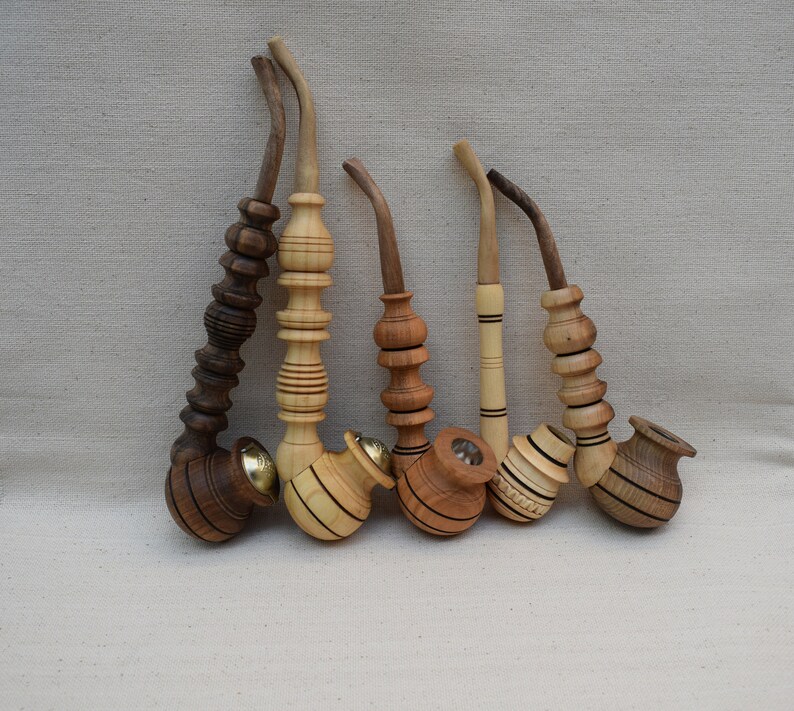 Souvenir smoking pipesl Tobacco pipes Set of 5 pipes Wooden pipes Tobacco smoking pipe Wood pipe Wood carving Smoking pipes