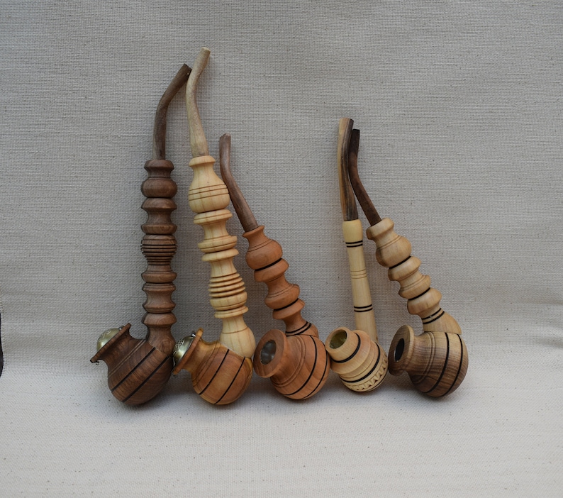 Souvenir smoking pipesl Tobacco pipes Set of 5 pipes Wooden pipes Tobacco smoking pipe Wood pipe Wood carving Smoking pipes