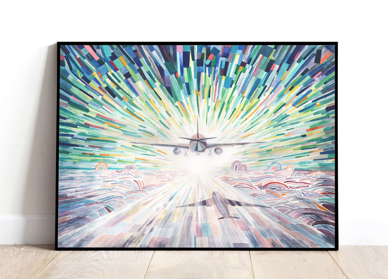 Abstract Airplane Flight Painting Aircraft Print Giclee Etsy