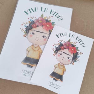 A4-formaat aquarelprint Frida Kahlo "Viva la vida" | Wanddecoratie | Kunstdruk om muren te decoreren | Kunstcadeau