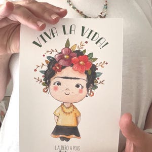 Frida Kahlo Aquarell-Illustrationsdruck „Viva la vida“ | Wanddekoration | Kunstdruck zum Dekorieren von Wänden | Künstlergeschenk