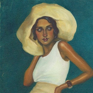 Renée Perle Portrait. Large Archival Art Print (16x12) from Original Oil Painting by Pat Kelley. Vintage Fashion, Flapper, 1920s