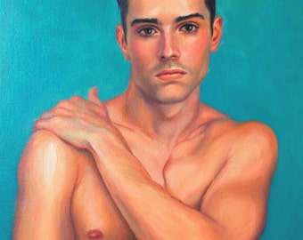 Male Portrait Art Print: Young Man with Dark Eyes by Pat Kelley