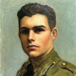 Portrait of Young Ernest Hemingway. Art Print from Original Oil Painting by Pat Kelley. Literary Figure, Handsome Man, Vintage Look