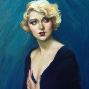 Ziegfeld Girl Portrait. Large Art Print (16x12) from Original Oil Painting by Pat Kelley. Giclée. Mary Nolan, 1920s, Flapper, Vintage Style