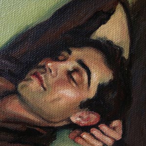 Male Figure Study. Man Sleeping on Sofa. Original Oil Painting by Pat Kelley. Male Portrait, Handsome Man, Contemporary Realism. Fine Art image 2