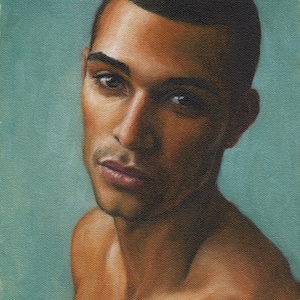 Portrait of a Young Man. Art Print from Original Oil by Pat Kelley. Handsome African American Man. Giclée. Contemporary Realist Painting