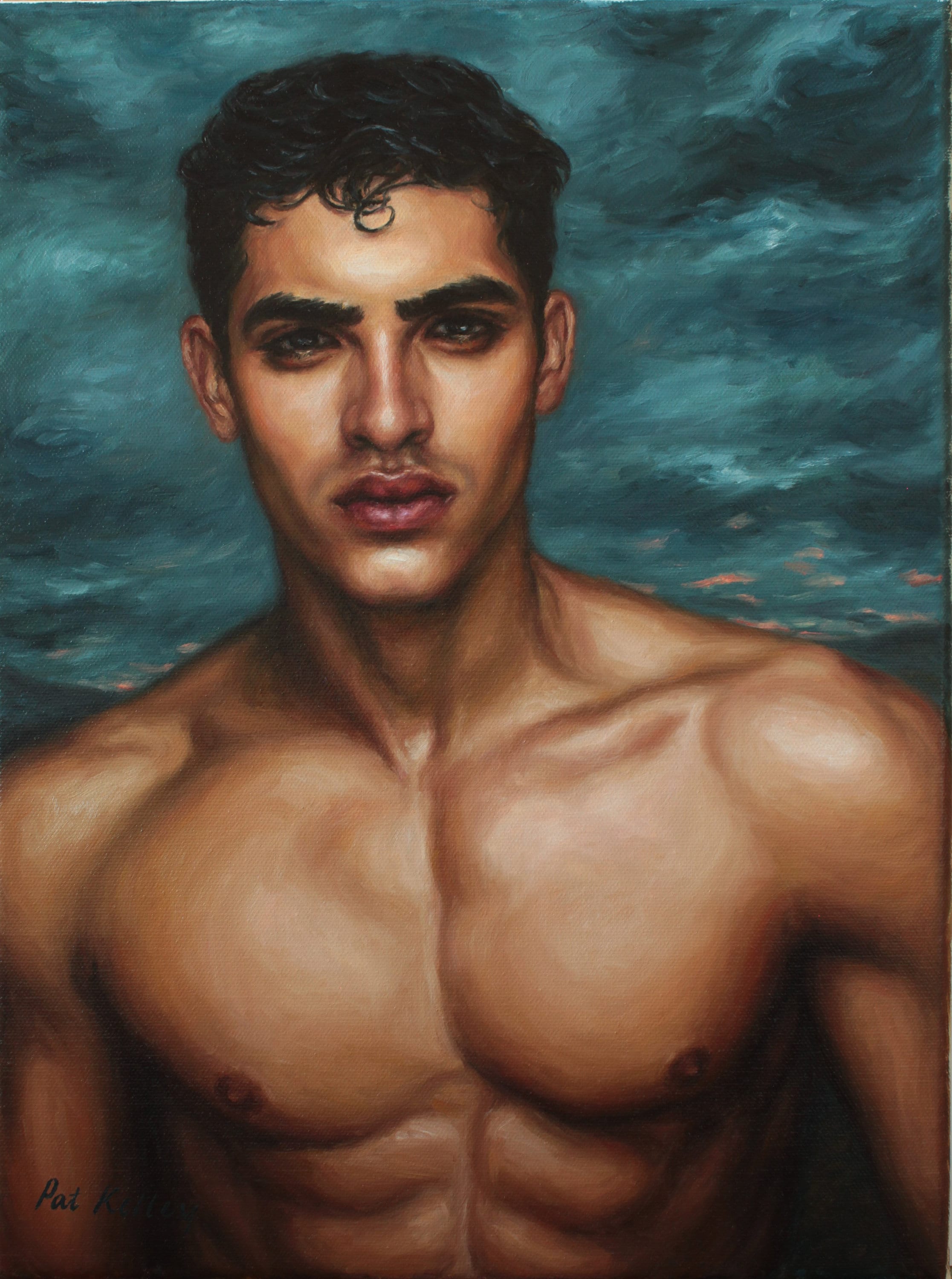 After the Storm. Male Figure Art Print from Original Oil Painting by Pat Kelley. Handsome Man Portrait, Emotional, Realism. Giclée