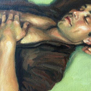 Male Figure Study. Man Sleeping on Sofa. Original Oil Painting by Pat Kelley. Male Portrait, Handsome Man, Contemporary Realism. Fine Art image 7