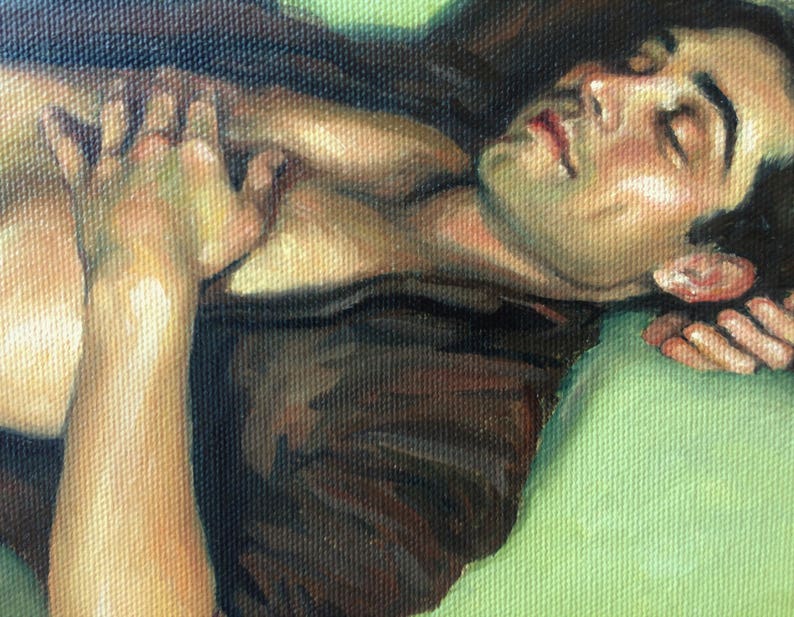 Male Figure Study. Man Sleeping on Sofa. Original Oil Painting by Pat Kelley. Male Portrait, Handsome Man, Contemporary Realism. Fine Art image 7