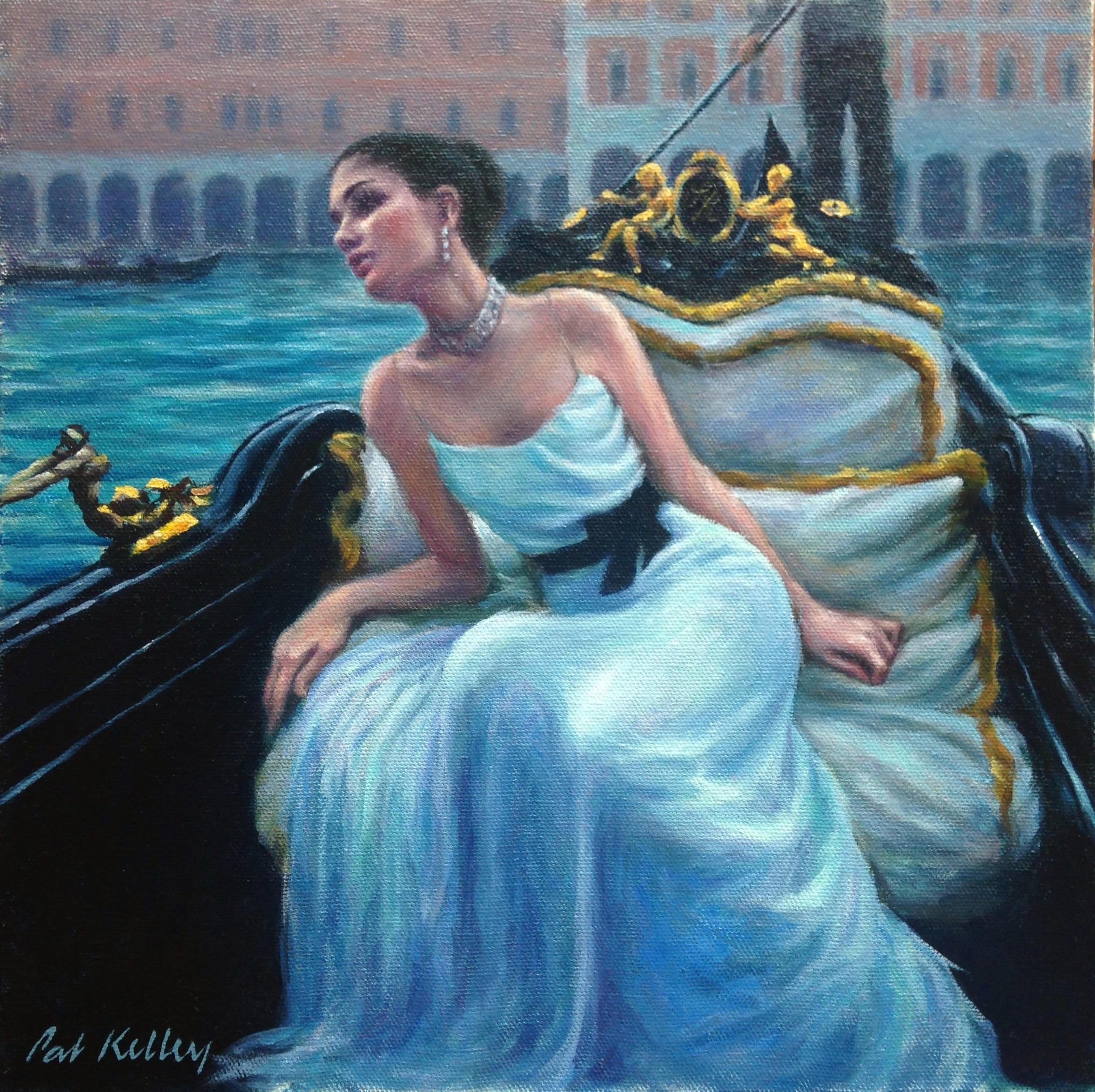 Impressionist woman painting in a white dress - Etsy 日本