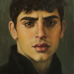 Art Print from an Original Oil Painting by Pat Kelley. Saudade. Portrait of a Handsome Man. Emotional, Contemporary Realism