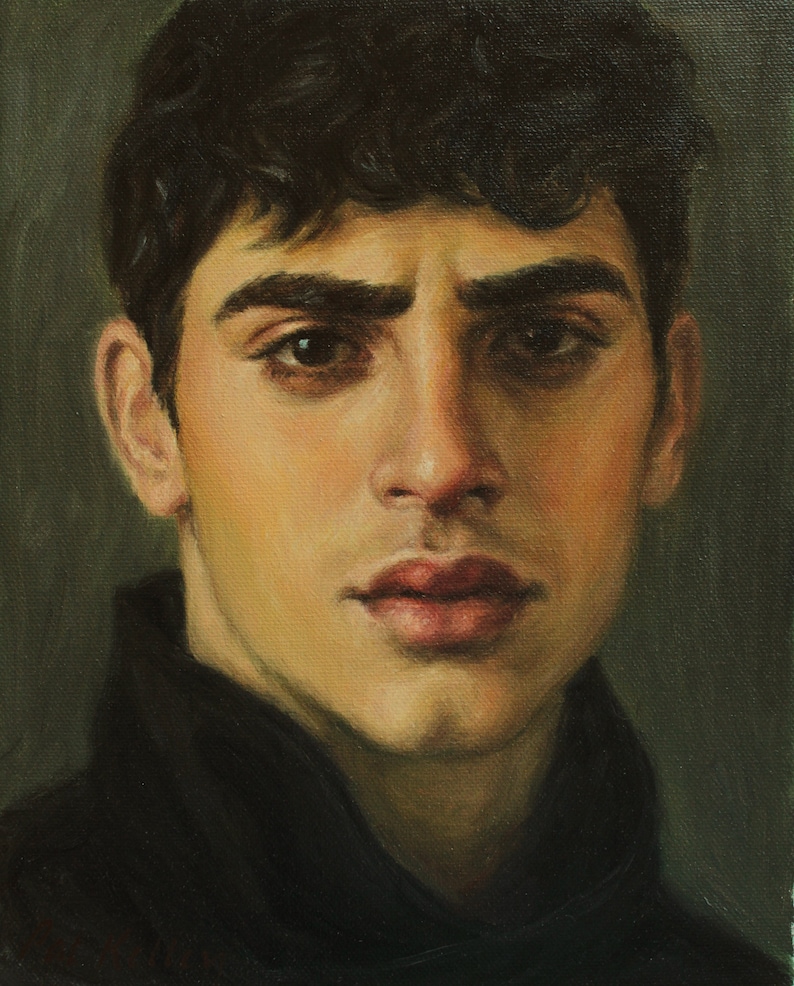 Art Print from an Original Oil Painting by Pat Kelley. Saudade. Portrait of a Handsome Man. Emotional, Contemporary Realism image 1