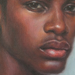 A Young Man. Large Art Print from Original Oil Painting by Pat Kelley. Black Male Portrait, African American Man, Contemporary Realist 16x12 image 2