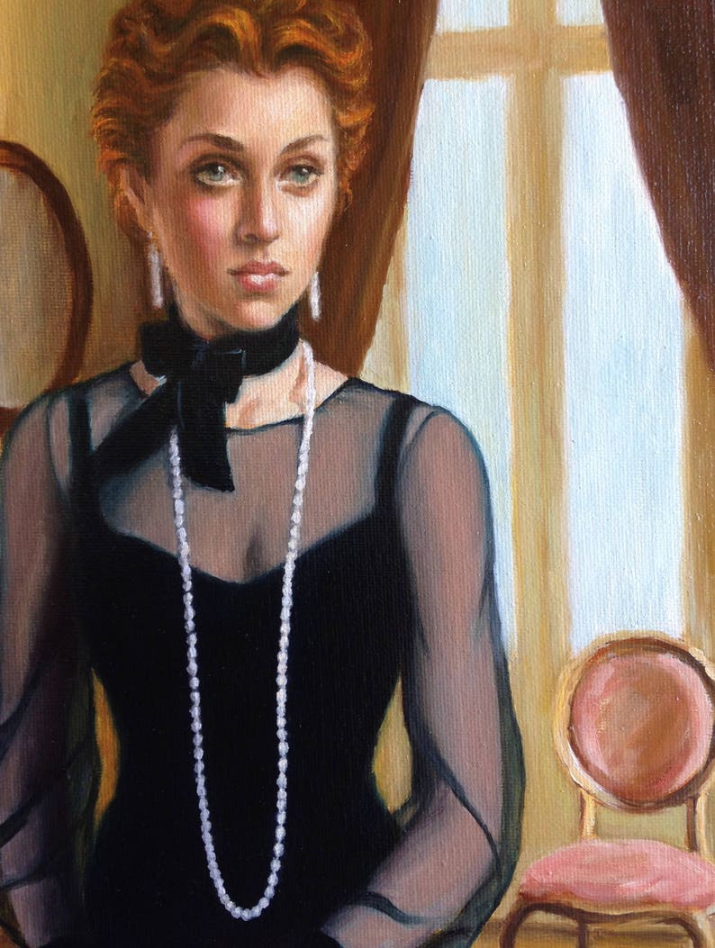 Portrait of an Edwardian Lady. Archival Art Print from Original Oil Painting by Pat Kelley. Female Figure, Romantic Art, Vintage Style image 5