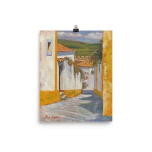 Obidos, Village in Portugal. Art Print from Original Oil Painting by Pat Kelley. Travel Art, Landscape, Cottage Decor, Impressionist Art image 4